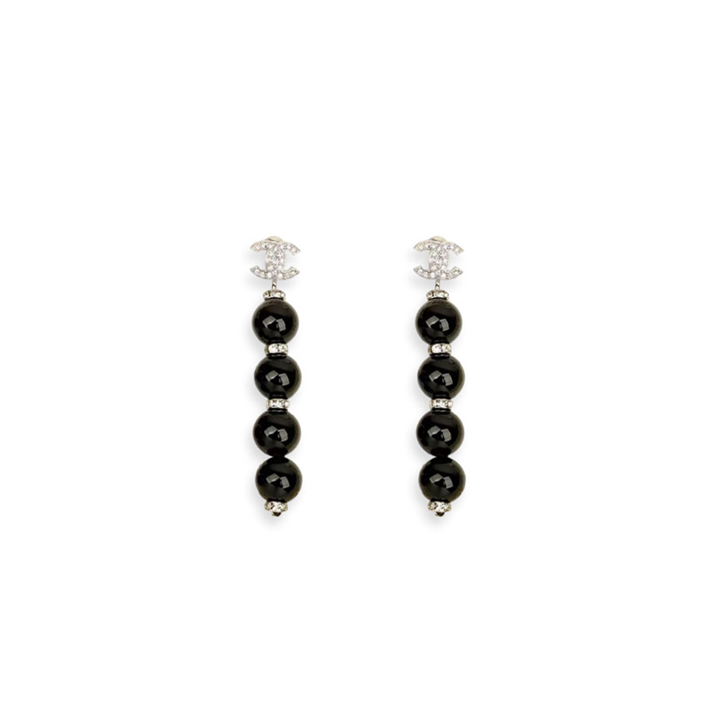 Ch**el metal pearl cc logo drop earrings